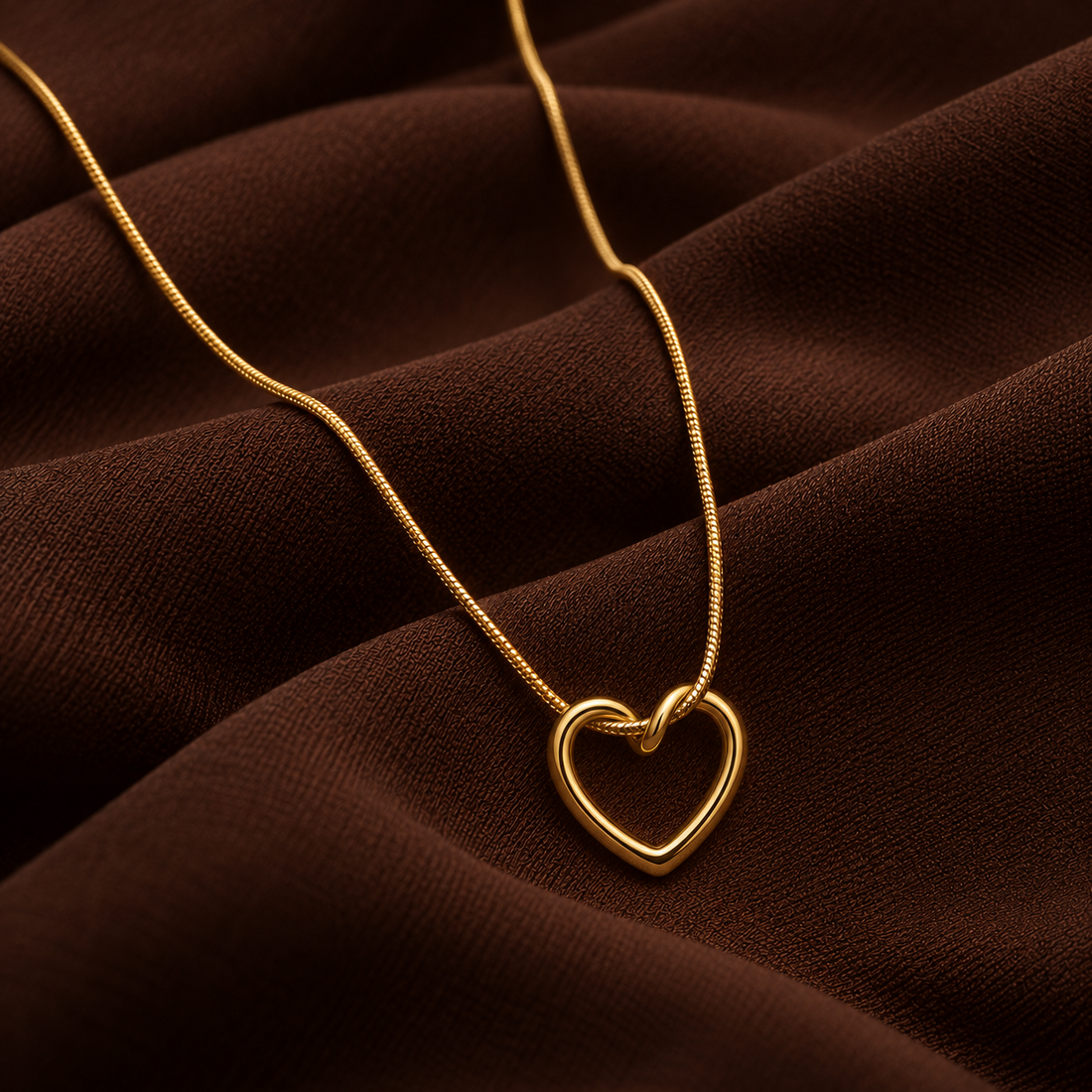 Gold Heart Shaped Necklace | 18K Gold Plated Heart Pendant Necklace for Women