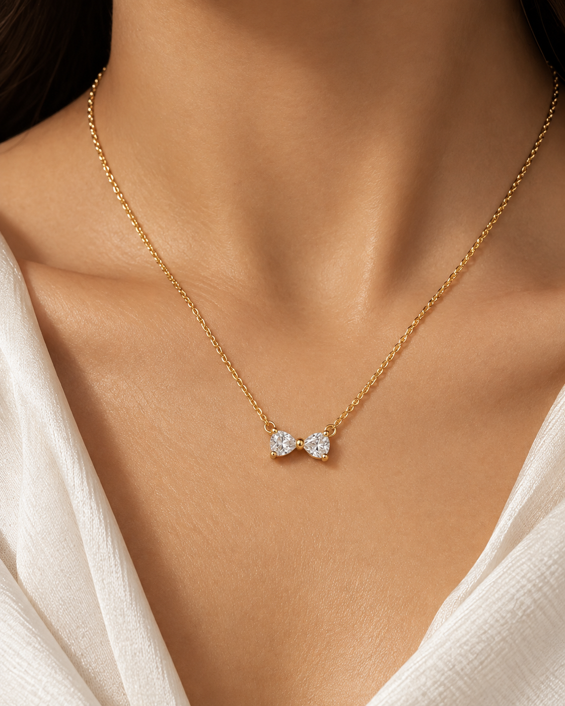 Dainty Bow 18K Gold Plated Necklace 🎀