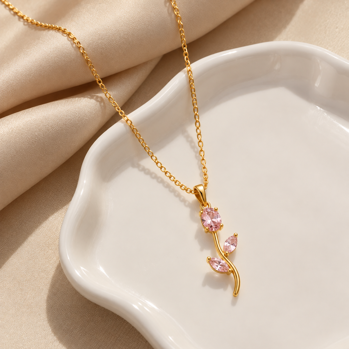 Bloom Tulip 18K Gold Plated Necklace 🌷
