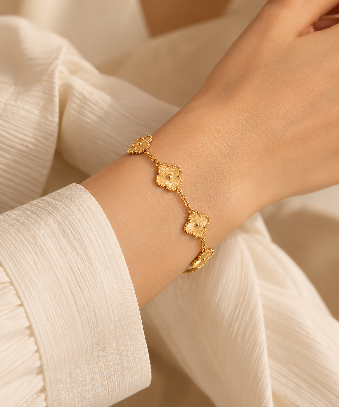 Gold Clover 18K Gold Plated Bracelet