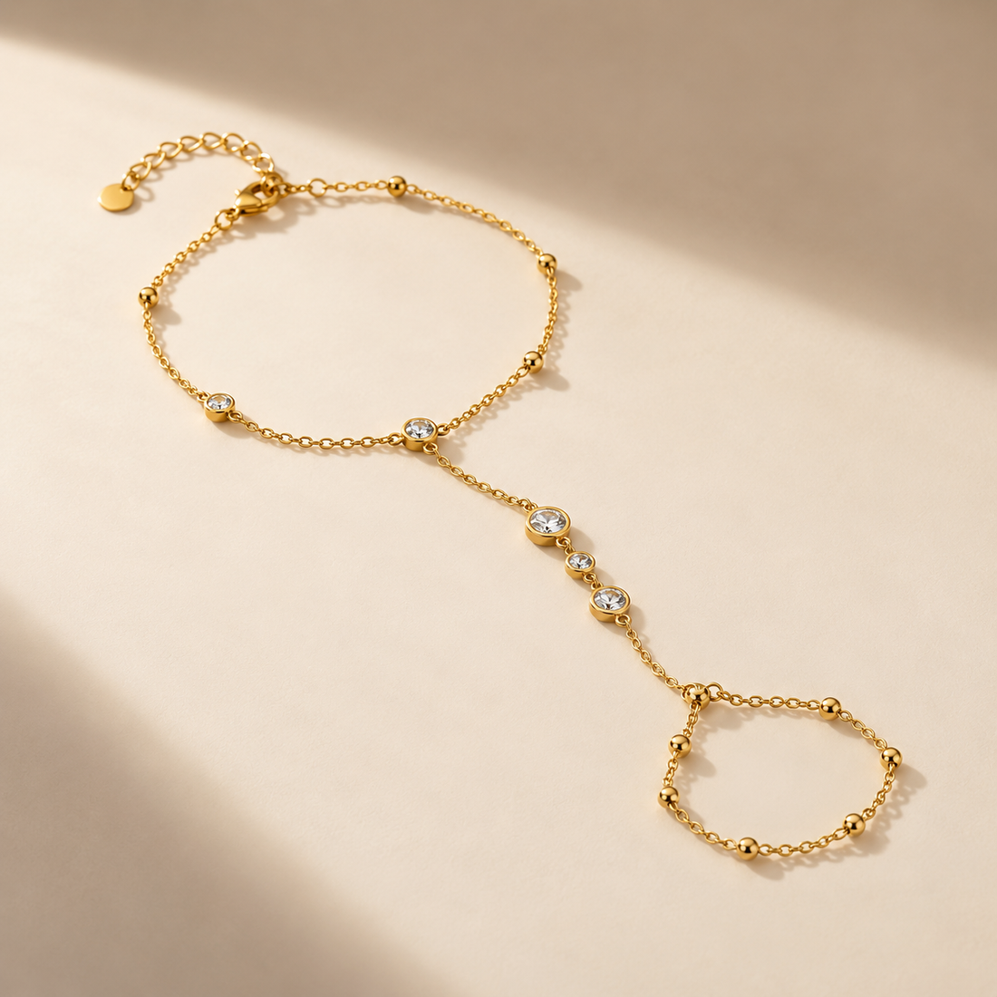 Heart Chain Hand Harness 18K Gold Plated Bracelet