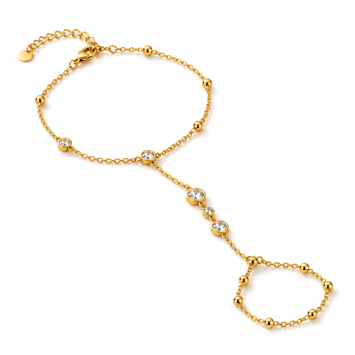 Heart Chain Hand Harness 18K Gold Plated Bracelet