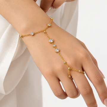 Heart Chain Hand Harness 18K Gold Plated Bracelet