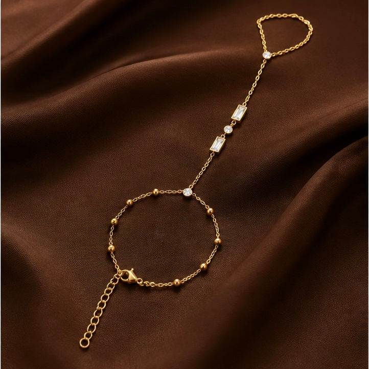 Crystal Chain Hand Harness 18K Gold Plated Bracelet