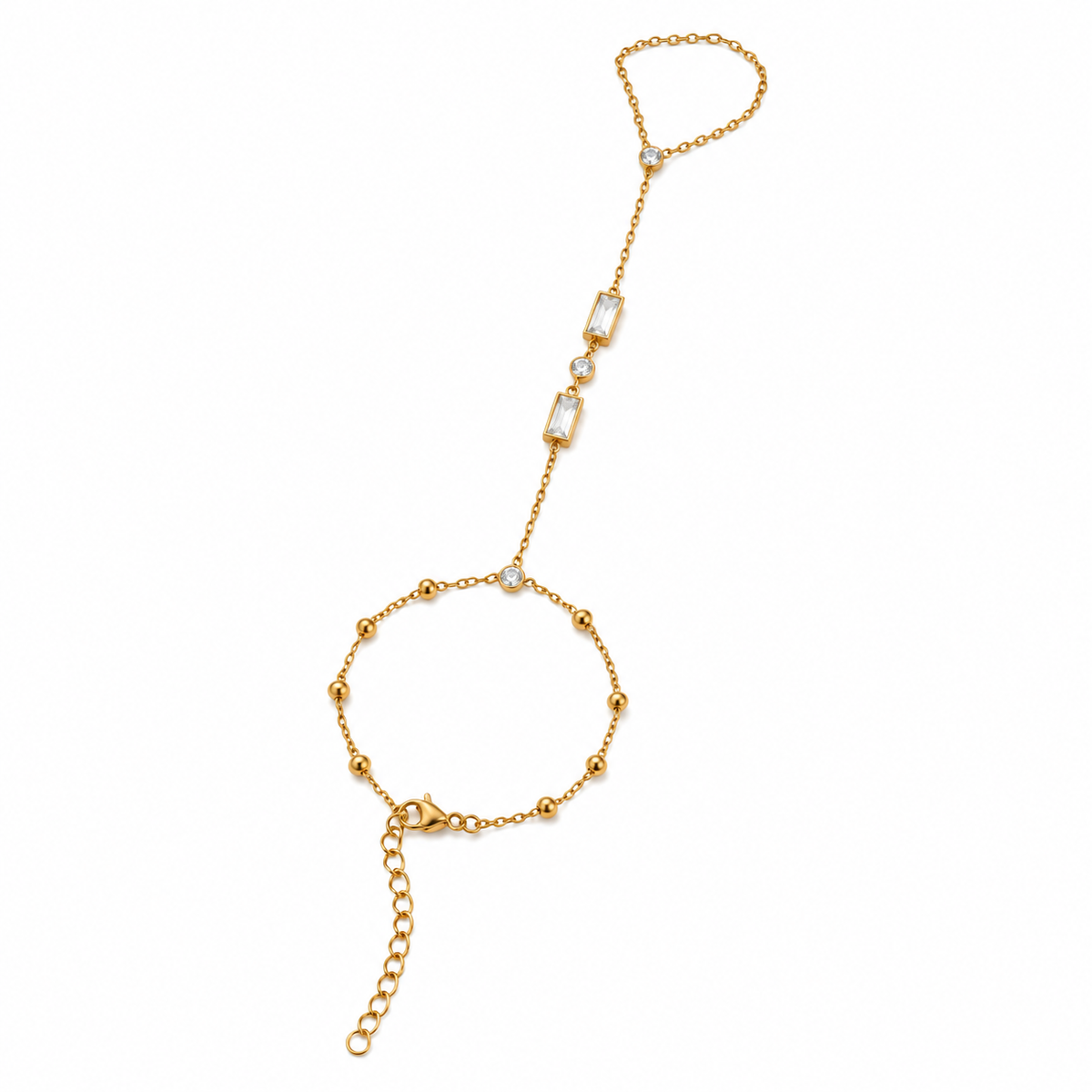 Crystal Chain Hand Harness 18K Gold Plated Bracelet