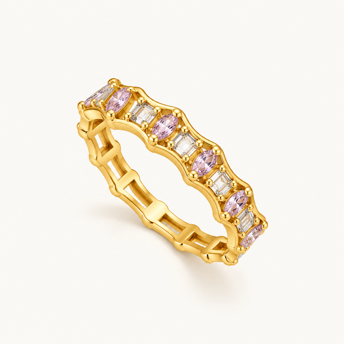 Lavender Crystal Ring 18K Gold Plated (adjustable)