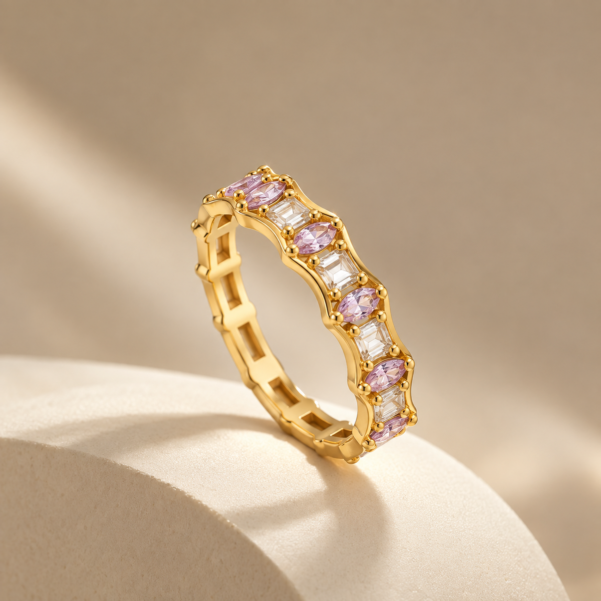 Lavender Crystal Ring 18K Gold Plated (adjustable)
