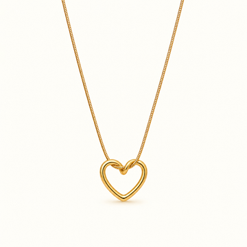 Gold Heart Shaped Necklace | 18K Gold Plated Heart Pendant Necklace for Women